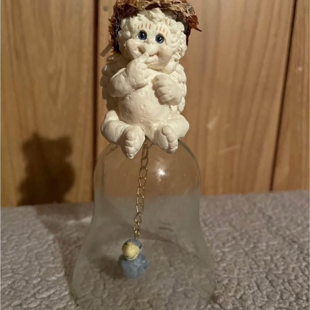 Charming Cream and Blue Figurine Bell